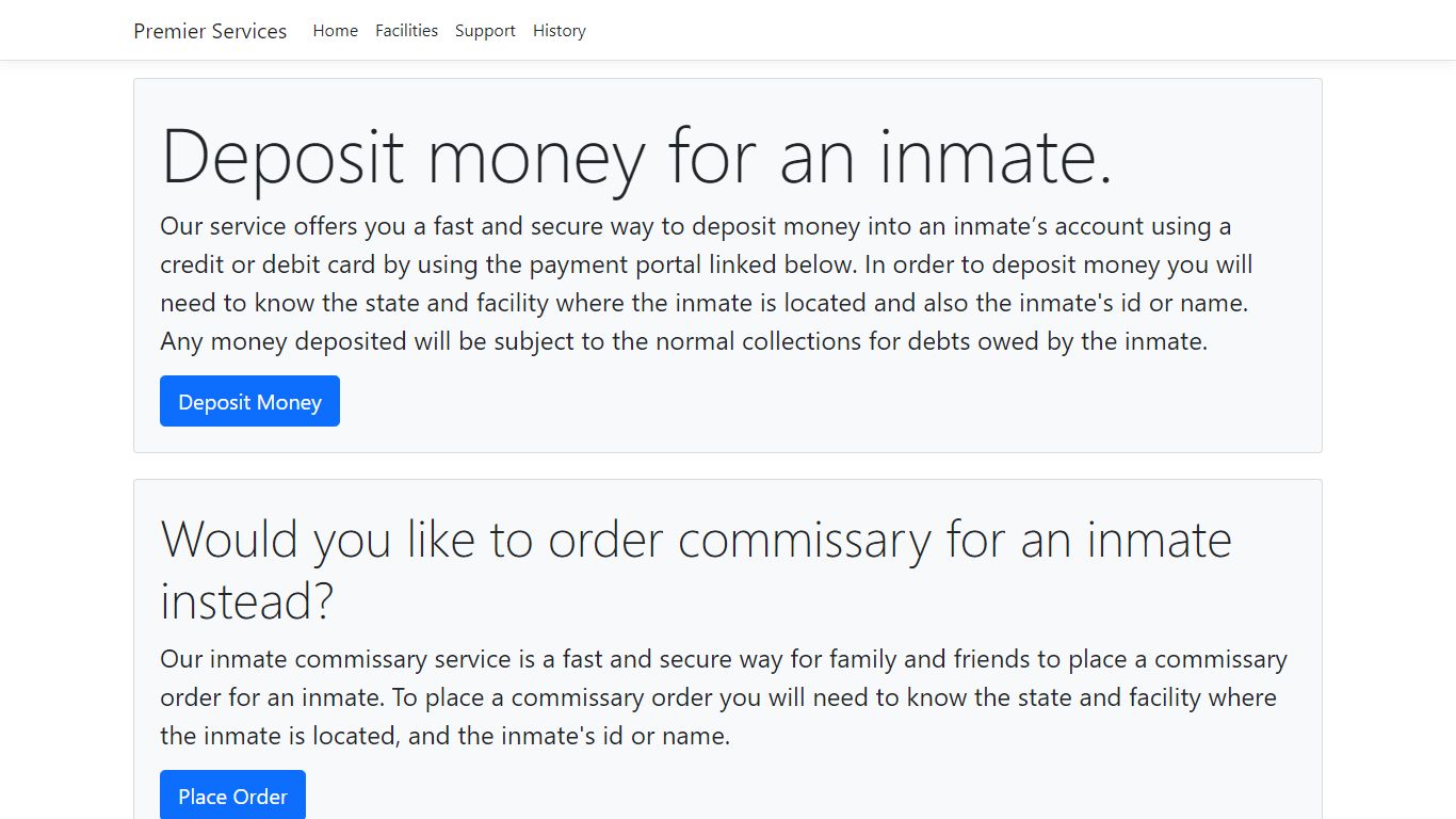 Premier Services - fast and secure online commissary order and inmate ...