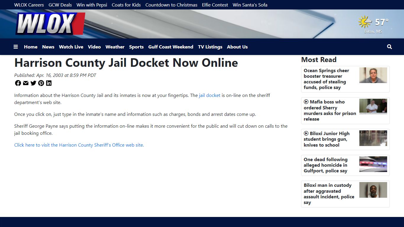 Harrison County Jail Docket Now Online - WLOX
